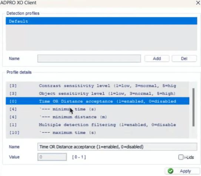 ADPRO Detection Parameters